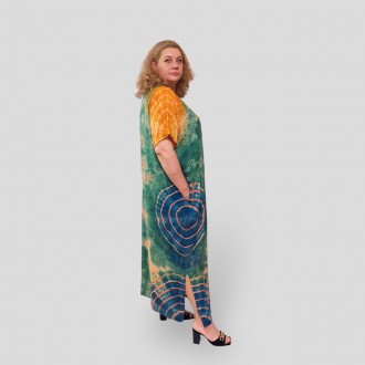 Летнее длинное штапельное платье в стиле Boho Antik, большие размеры 56-66, виск. . фото 3