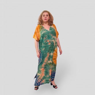 Летнее длинное штапельное платье в стиле Boho Antik, большие размеры 56-66, виск. . фото 5