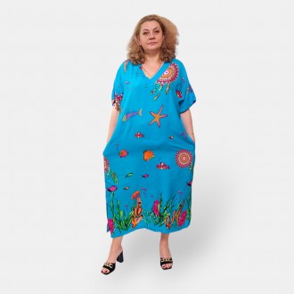 Летнее длинное штапельное платье в стиле Boho, большие размеры 56-66, хлопок, 4 . . фото 11