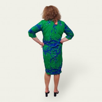 Женское штапельное платье рубашка, рукав 3/4, размер overzase 46-54,черное, зеле. . фото 11