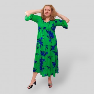 Летнее женское легкое штапельное платье, рукав 3/4, Турция, размеры 48-52, 100 %. . фото 5