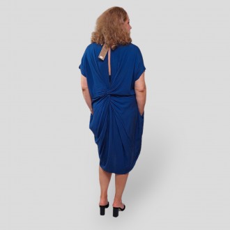 Женское короткое синее платье большого размера 56-62, штапель, 100% Хлопок, Турц. . фото 9