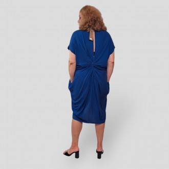 Женское короткое синее платье большого размера 56-62, штапель, 100% Хлопок, Турц. . фото 8
