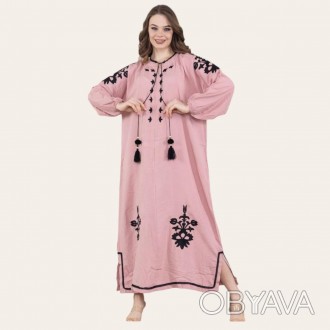 Длинное розовое штапельное платье в восточном стиле Турция, большие размеры 56-6