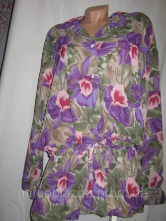  Женская блуза в цветах Etam б/у (сэконд-хенд). Ткань 100% полиэстер, на ощупь ш. . фото 8