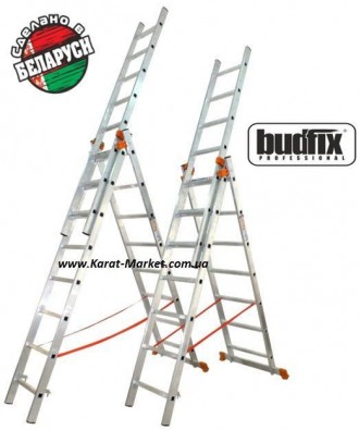 Лестница стремянка универсальная BUDFIX 3-х секционная 3х8/ Для работы дома и на. . фото 2