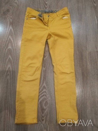 Модные горчичные джинсы-скинни Basics Orchestra, размер 7 лет, замеры: ПОТ 27 см. . фото 1