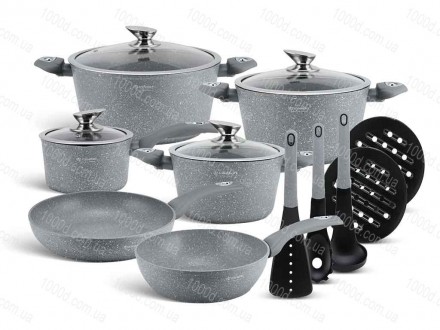Набор посуды Edenberg с антипригарным мраморным покрытием 15 предметов 
Новая ПР. . фото 3