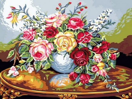 VK 085 "Розы на резном столике"
Картины на холсте. Роспись по номерам 40х30см В . . фото 2