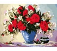 VK 091 "Розы в синей вазе" 
Картины на холсте. Роспись по номерам 40х30см В набо. . фото 3