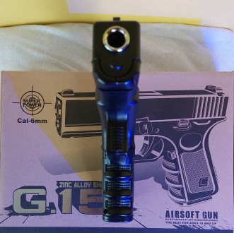 Пістолет метал-пластик G 15 ( glock 23).
 
Стріляє пластиковими кульками 6 мм (у. . фото 6