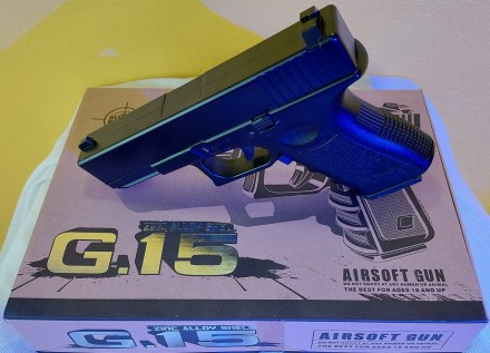 Пістолет метал-пластик G 15 ( glock 23).
 
Стріляє пластиковими кульками 6 мм (у. . фото 10