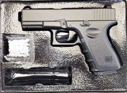 Пістолет метал-пластик G 15 ( glock 23).
 
Стріляє пластиковими кульками 6 мм (у. . фото 11