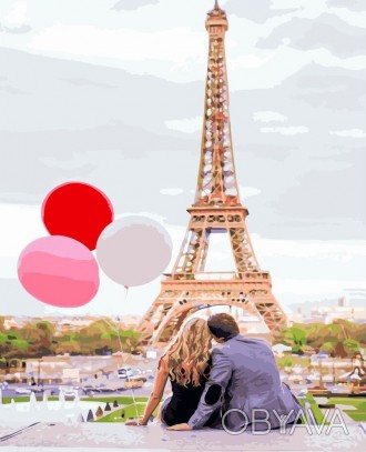 Картина за номерами на кольоровому полотні PGX 4886 "Паризьке кохання" в коробці. . фото 1