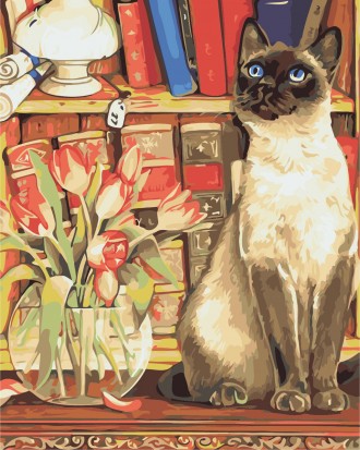 КартинаAS 0881 Кошка с тюльпанами по цифрам
Набор для рисования по номерам включ. . фото 2