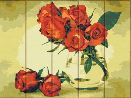 ASW 126 Червоні троянди Картина за номерами на дереві 30х40 см у коробці
Картини. . фото 2