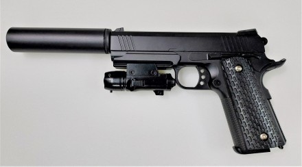 Пістолет метал-пластик G 25A з лазерним цілевказівником і глушником
Має пластико. . фото 2