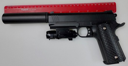Пістолет метал-пластик G 25A з лазерним цілевказівником і глушником
Має пластико. . фото 6