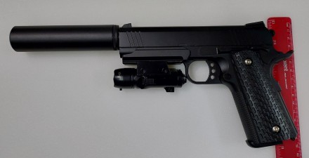 Пістолет метал-пластик G 25A з лазерним цілевказівником і глушником
Має пластико. . фото 5