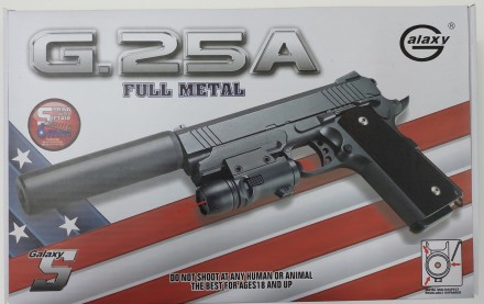 Пістолет метал-пластик G 25A з лазерним цілевказівником і глушником
Має пластико. . фото 3