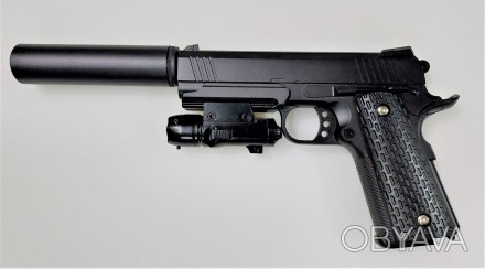 Пістолет метал-пластик G 25A з лазерним цілевказівником і глушником
Має пластико. . фото 1