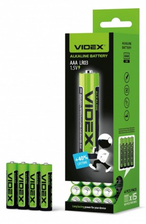 Батарейка лужна (Alkaline) AAA VIDEX LR6 Ціна за 4 шт.
Лужні батарейки — це комп. . фото 2