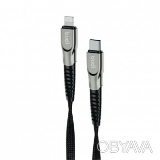 Кабель DC213TL10B - USB-кабель Budi Lightning to Type-C in cloth 1m, 20W Faster,. . фото 1