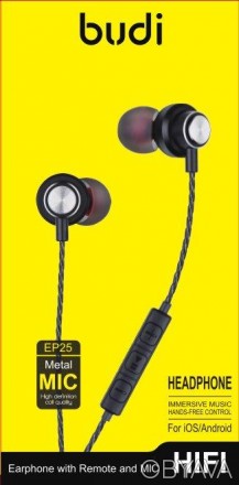 Високоякісні навушники M8JEP25 - HF Budi Earphone EP25 мають чудове звучання та . . фото 1