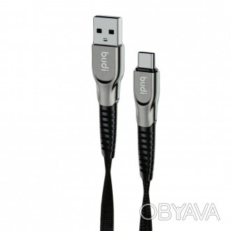 Кабель M8J213T - Budi Type-C to USB Braided Cable 3A, PD 1m имеет разъем USB Typ. . фото 1