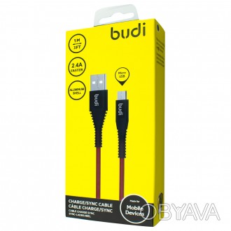 Кабель M8J198M - USB-кабель Budi Micro in cloth 1m имеет разъем Micro USB и длин. . фото 1