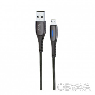 Кабель M8J211M (DC211M10L) - USB-кабель Budi Micro in cloth 1m, 2.4A Faster, Alu. . фото 1