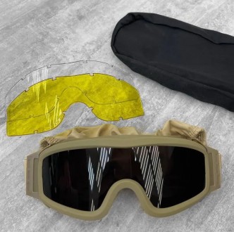 Тактичні захисні окуляри маска 28-0 з 3 змінними лінзами
Тактичні захисні окуляр. . фото 2