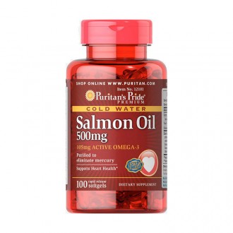 Рыбий жир лосося Puritan's Pride Salmon Oil 500 mg 100 гел капс
✅Только оригинал. . фото 3