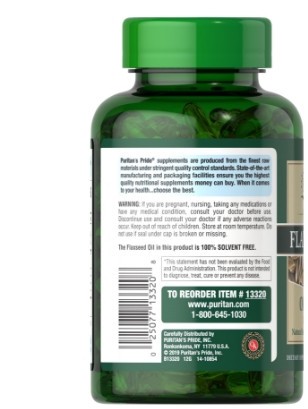 Puritan's Pride Flax Oil 1200 mg Omega 3-6-9 - пищевая добавка на основе льняног. . фото 3