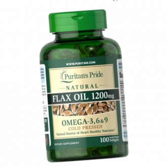 Puritan's Pride Flax Oil 1200 mg Omega 3-6-9 - пищевая добавка на основе льняног. . фото 2