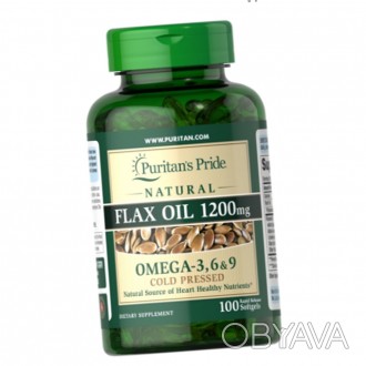 Puritan's Pride Flax Oil 1200 mg Omega 3-6-9 - пищевая добавка на основе льняног. . фото 1