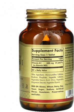Vitamin B1 500 mg от Solgar – пищевая добавка для всех, кто хочет дополнить свой. . фото 4
