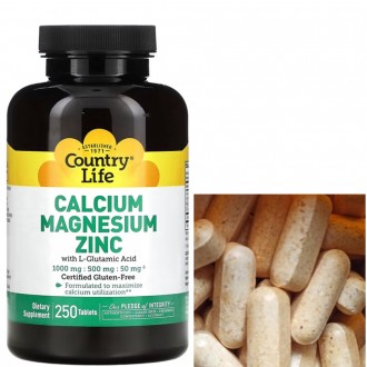 Добавка Country Life Calcium Magnesium Zinc разработана для максимального усвоен. . фото 2