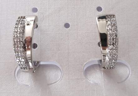 Позолоченные серьги Xuping Jewelry кольца с цирконом. В основе изделия использов. . фото 3