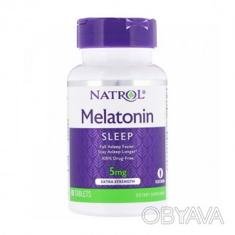  Natrol Melatonin 5 mg сочетает в составе мелатонин и витамин В6. Мелатонин помо. . фото 1