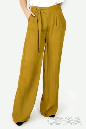 Летние женские широкие брюки с поясом. Повседневная модель высокой посадки: широ. . фото 1