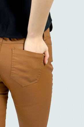 Облегающие женские брюки из мягкого смесового хлопка с восковым напылением. Хлоп. . фото 5