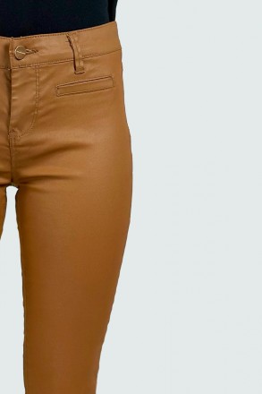 Облегающие женские брюки из мягкого смесового хлопка с восковым напылением. Хлоп. . фото 4