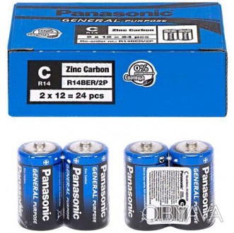 Батарейка Panasonic R14BER/2p General Purpose Тип: zinc carbon. Типорозмір: R14B. . фото 1