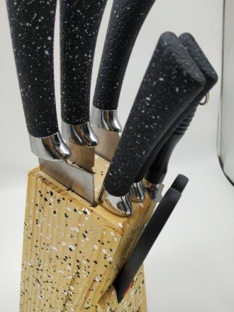 Описание Набор ножей Rainberg RB-8806 на 8 предметов с ножницами + подставка Чер. . фото 2