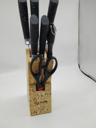 Описание Набор ножей Rainberg RB-8806 на 8 предметов с ножницами + подставка Чер. . фото 4