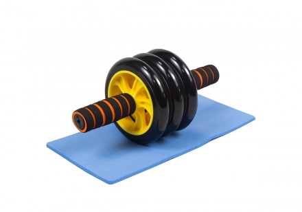 Ролик для пресса EasyFit с ковриком Желтый (3 колеса). Київ. фото 1 Ролик для пресса EasyFit с ковриком Желтый (3 колеса). Київ. фото 1