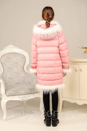 Зимняя куртка детская для девочки «Лаура», пудра. Материал: плащевка «Глория», у. . фото 4