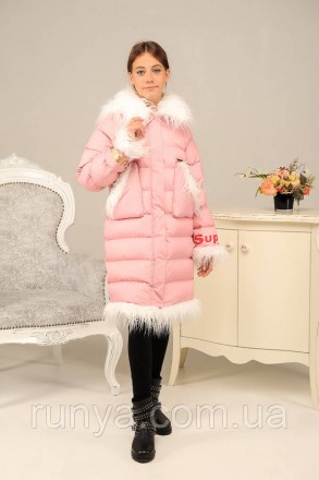 Зимняя куртка детская для девочки «Лаура», пудра. Материал: плащевка «Глория», у. . фото 2