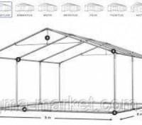 намет 5х6 м, білий, з повними стінами
	Ширина намету: 5 м ,
	Довжина намету: 6 м. . фото 4